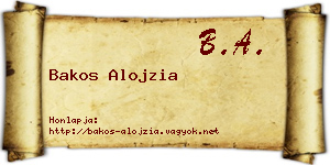 Bakos Alojzia névjegykártya